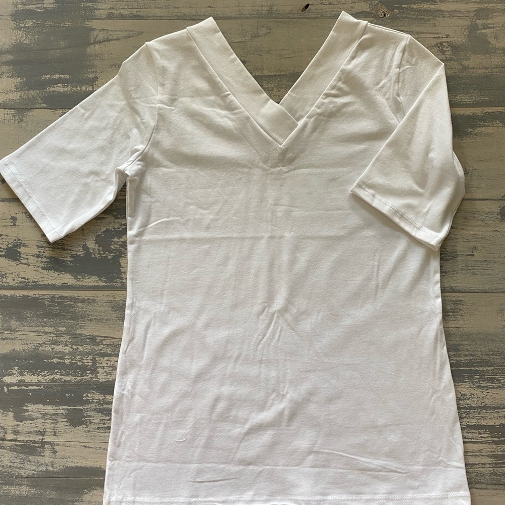Modbod White Double V Tee, Made in the USA